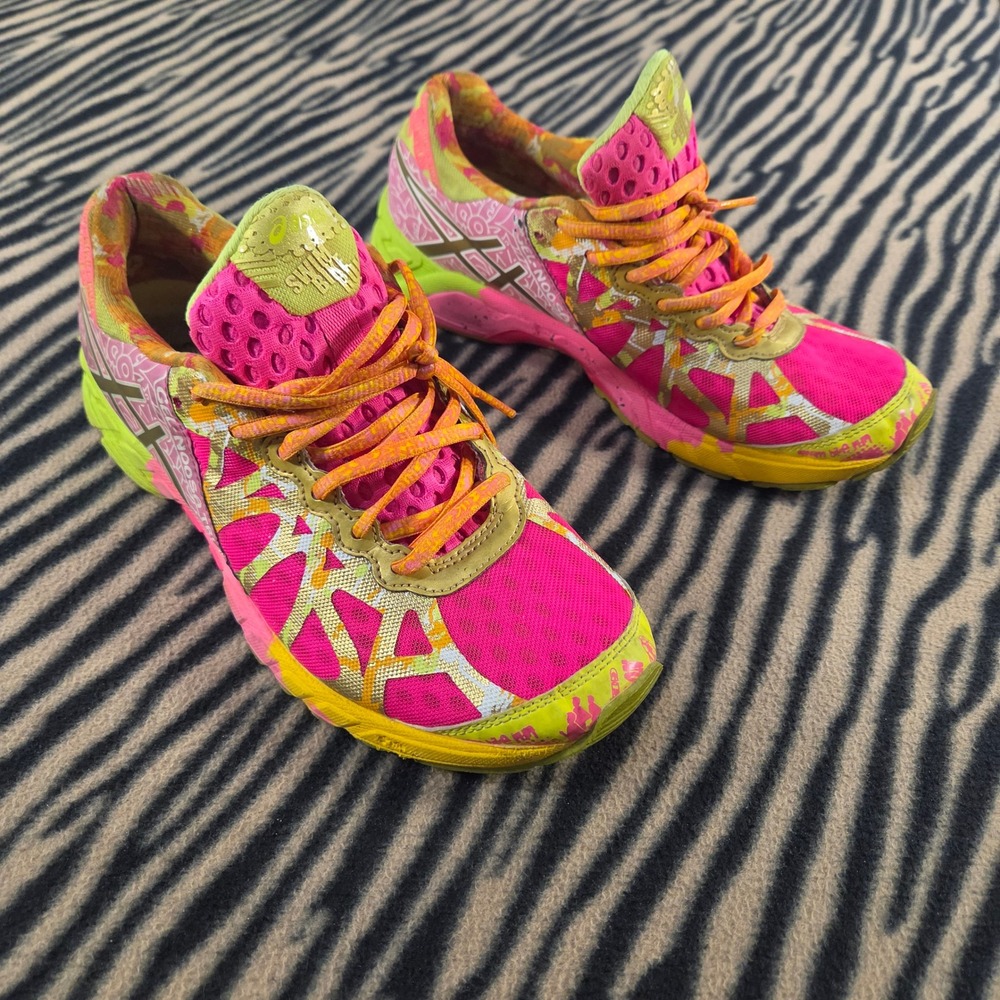 ASICS GEL Noosa Tri 9 Womens Running Shoes Pink Neon Yellow Triathlon Sneakers